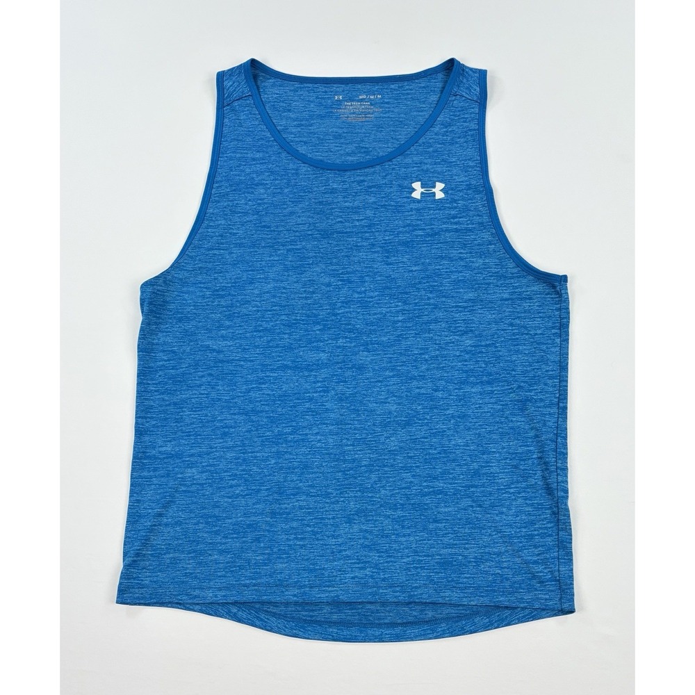 Under Armour Tech Tank Top Men's Medium Blue Heather Athletic Workout Gym Shirt